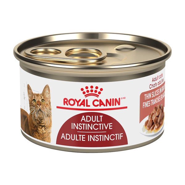 ADULTE INSTINCTIF FINES TRANCHES EN SAUCE – nourriture en conserve pour chats - Emballage de 12 boîtes, 85 g, (3 oz)