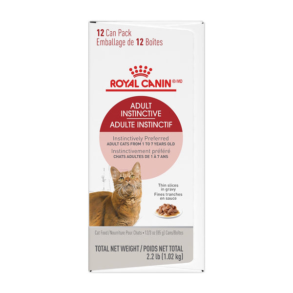 ADULTE INSTINCTIF FINES TRANCHES EN SAUCE – nourriture en conserve pour chats - Emballage de 12 boîtes, 85 g, (3 oz)