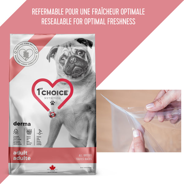 Nourriture pour chien adulte, toutes races, derma - saumon