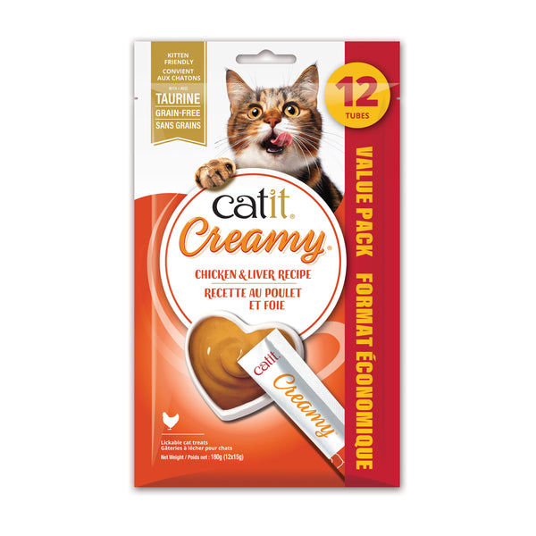 Gâteries crémeuses pour chat creamy à lécher, poulet et foie