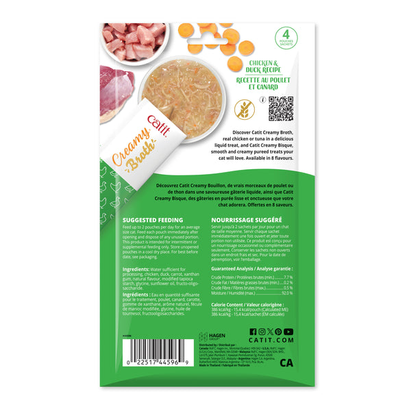 Nourriture humide pour chat bouillon poulet et canard paquet 4