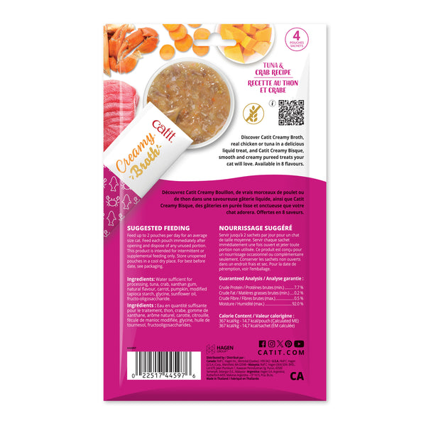 Nourriture humide pour chat bouillon thon et crabe paquet 4