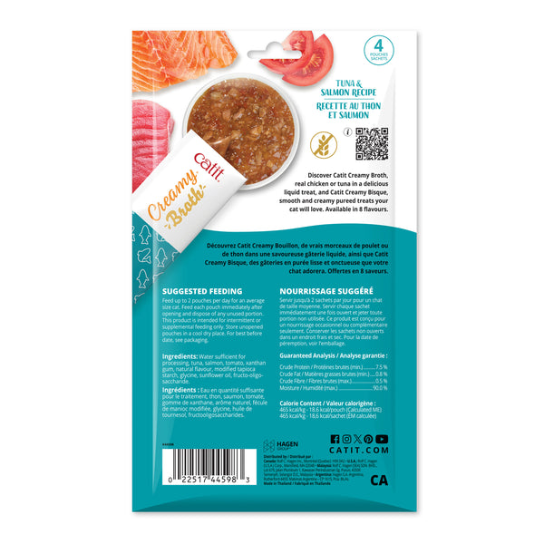 Nourriture humide pour chat bouillon thon et saumon paquet 4