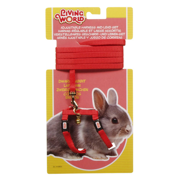 Ensemble laisse et harnais réglable pour lapin nain, rouge, laisse de 1,2 m (4 pi)