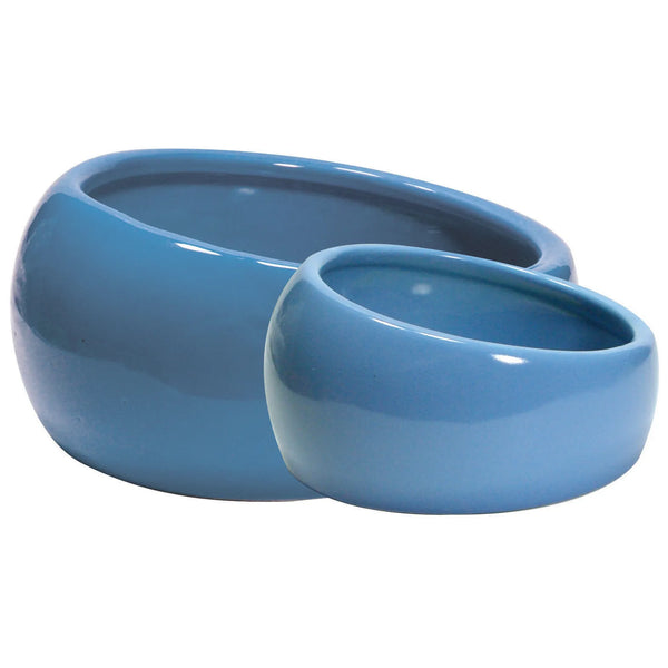 Bol ergonomique en céramique pour petits animaux, bleu, grand, 420 ml (14,78 oz liq.)
