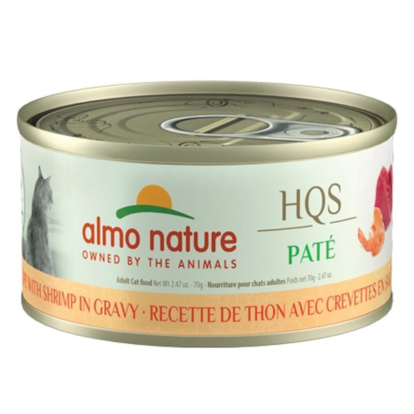 Nourriture humide pour chat HQS Natural - mousse, recette de thon avec crevettes en sauce 70 g - Animatout