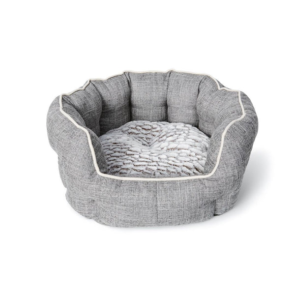 Lit rond à rebords élevés pour chien, deluxe - gris