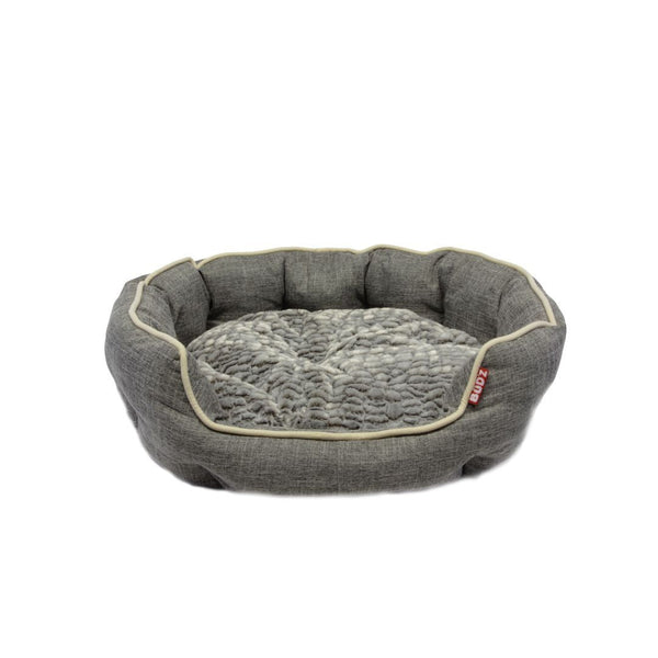 Lit rond à rebords élevés pour chien, deluxe - gris