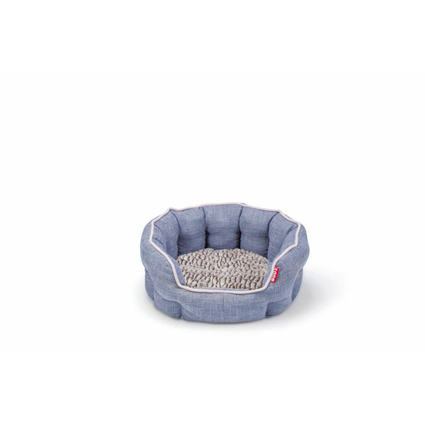 Lit rond à rebords élevés pour chien, deluxe - bleu, grand