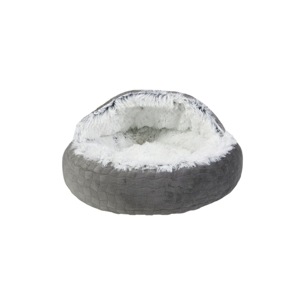 Lit à capuchon pour chat avec coussin réversible, Cosmos - gris