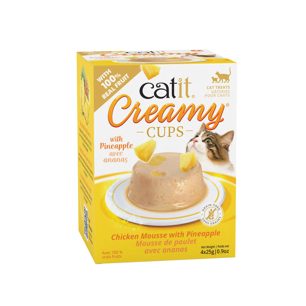 Mousses pour chat Creamy Cups, poulet avec ananas, 4 x 25 g - Animatout