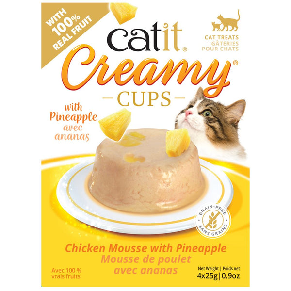 Mousses pour chat Creamy Cups, poulet avec ananas, 4 x 25 g