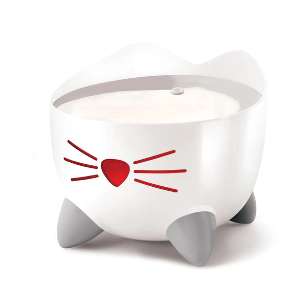 Abreuvoir pour chat PIXI, blanc avec dessus en acier inoxydable, 2,5 l - Animatout