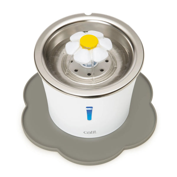 Abreuvoir pour chat avec fleur et dessus en acier inoxydable, 3 l - Animatout