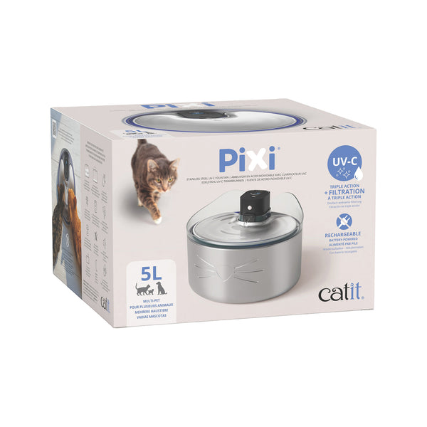 Abreuvoir sans fil PIXI en acier inoxydable avec clarificateur uvc, 5 l