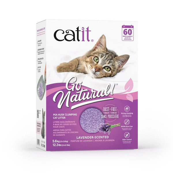 Litière agglomérante Catit Go Natural! de cosses de pois, lavande
