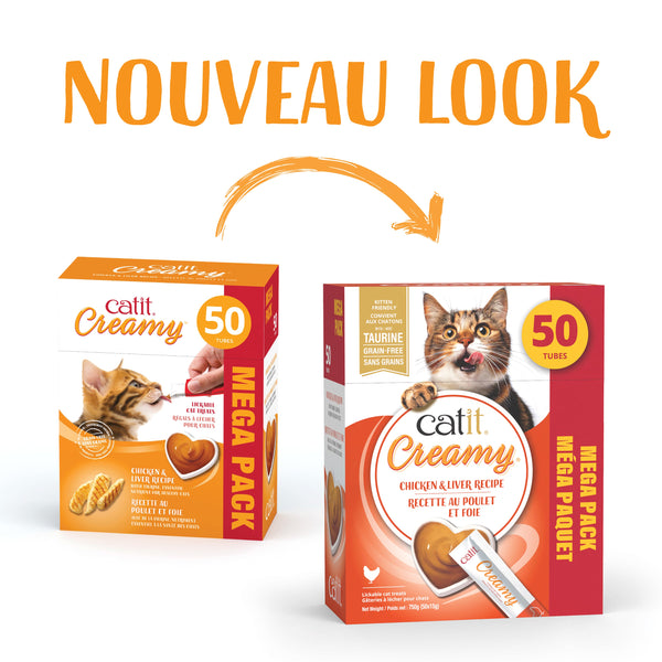 Gâteries crémeuses pour chat creamy à lécher, poulet et foie