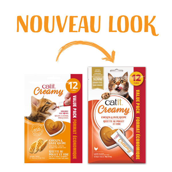 Gâteries crémeuses pour chat creamy à lécher, poulet et foie