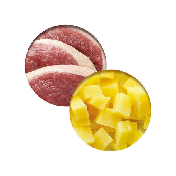 Repas de poulet pour chat avec canard et pommes de terre, 80 g