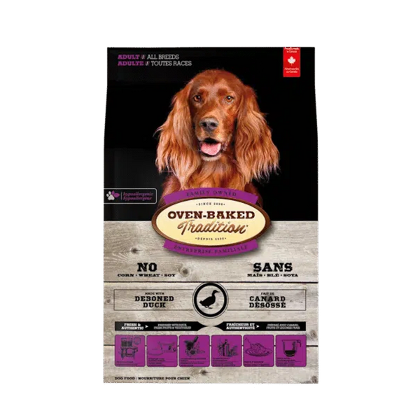 Nourriture pour chien adulte au canard avec grains
