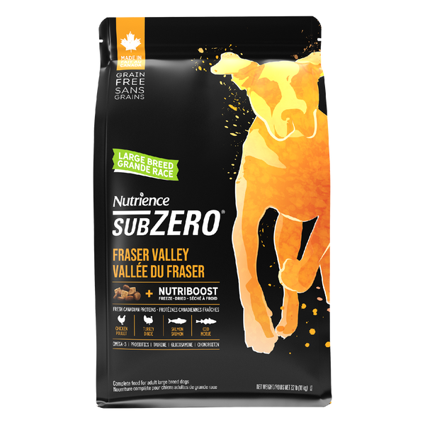 Nourriture Nutrience SubZero Sans grains pour chiens de grande race, Vallée du Fraser, 10 kg
