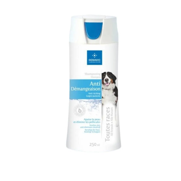 Shampooing anti-démangeaison pour chiens de toutes races.