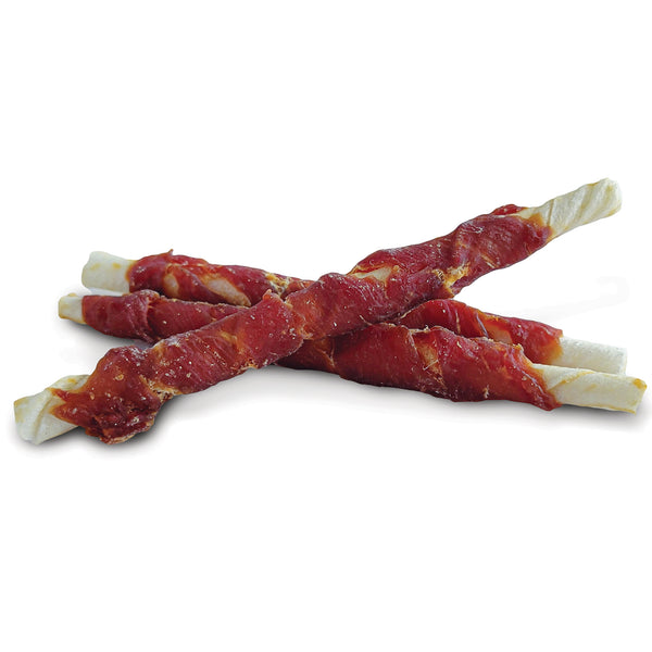Gâteries pour chien Snack Bar torsades de cuir brut et canard, petite, paquet de 6 - Animatout