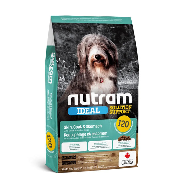 Nourriture pour chien IDEAL (I20) ,peau, pelage & estomac sensible, agneau & riz brun