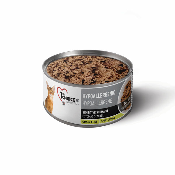 Nourriture en conserves pour chat, hypoallergène - pâté de canard sans grains 156 g - Animatout