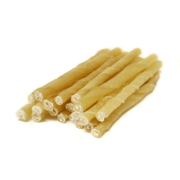 Os de cuir pour chien - twists bruns 5" x 4-6 mm