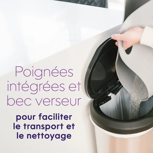 Bac à litière pour chat avec pelle grise