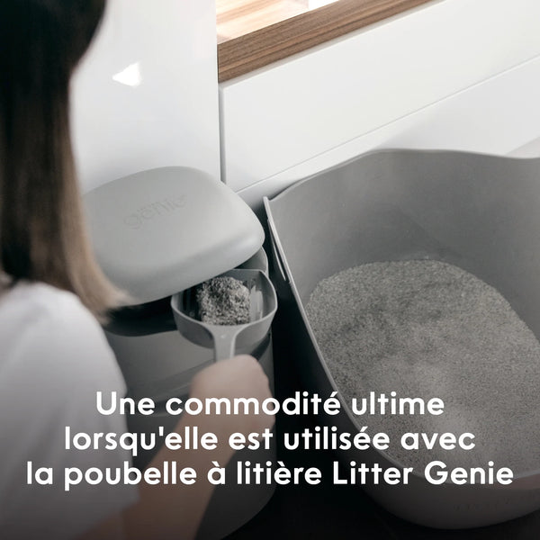Bac à litière pour chat avec pelle grise
