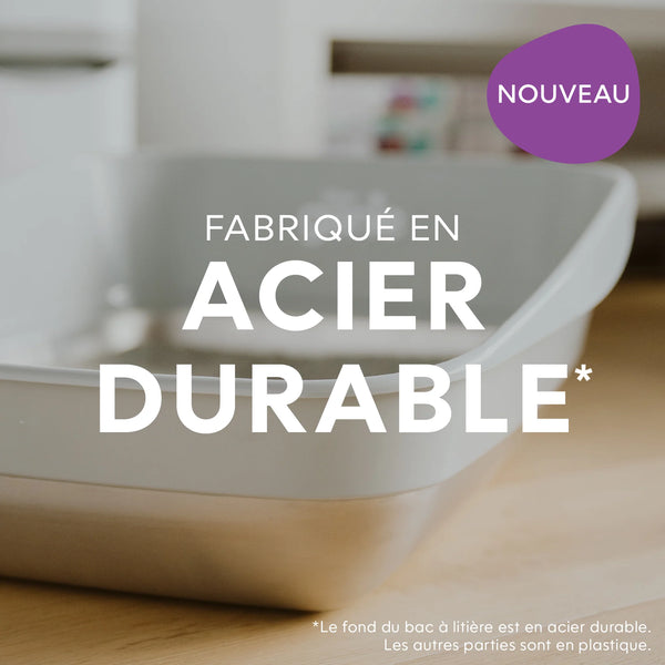 Bac à litière Litter Genie Platinum avec fond fait d'acier inoxydable