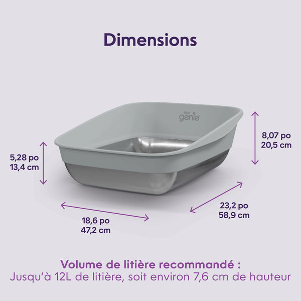 Bac à litière Litter Genie Platinum avec fond fait d'acier inoxydable