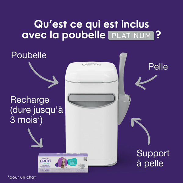Poubelle à litière Litter Genie Platinum fait d'acier inoxydable