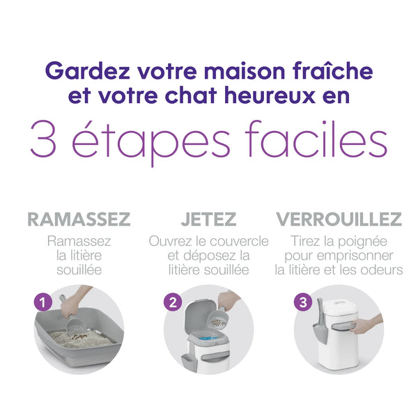 Poubelle à litière Litter Genie Platinum fait d'acier inoxydable