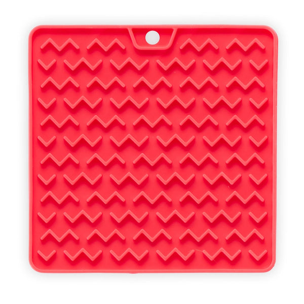 Messy cats tapis d'alimentation interactif et réversible en silicone, 5.5"x5.5" - pastèque