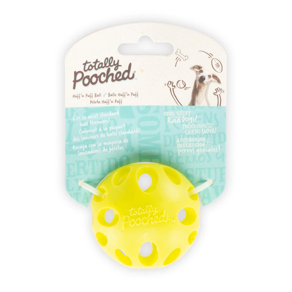 Jouet "Totally Pooched, huff'n puff ball" jouet en caoutchouc pour chien - balle 2.5"