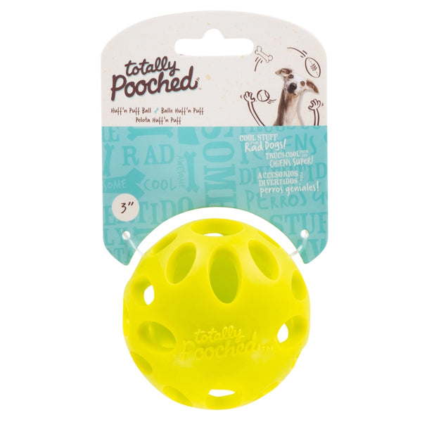 Jouet "Totally Pooched, huff'n puff ball" jouet en caoutchouc pour chien - balle 3.1"