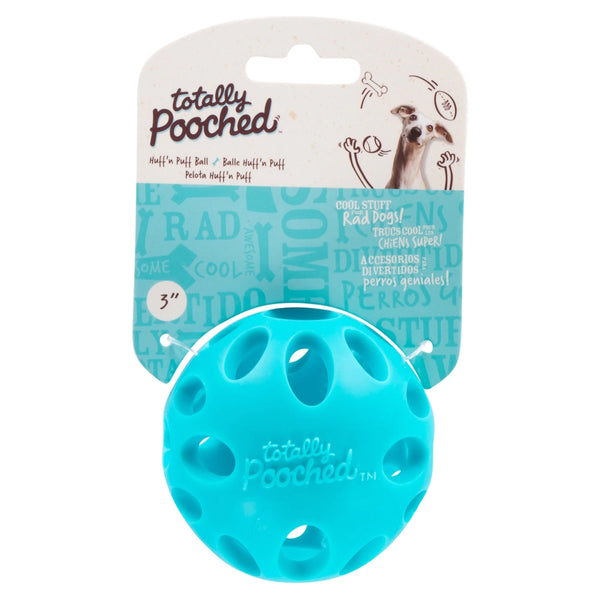 Jouet "Totally Pooched, huff'n puff ball" jouet en caoutchouc pour chien - balle 3.1"