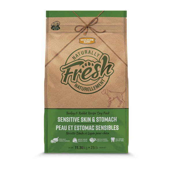 Nourriture pour chien, dinde/lapin estomac et peau sensibles 11.36 kg