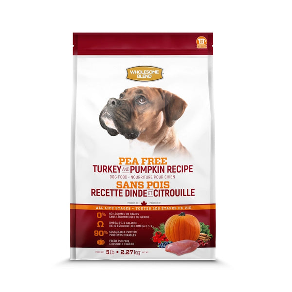 Nourriture pour chien, sans pois, dinde/citrouille