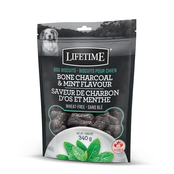 Biscuits pour chien à saveur de charbon d'os/menthe 340g