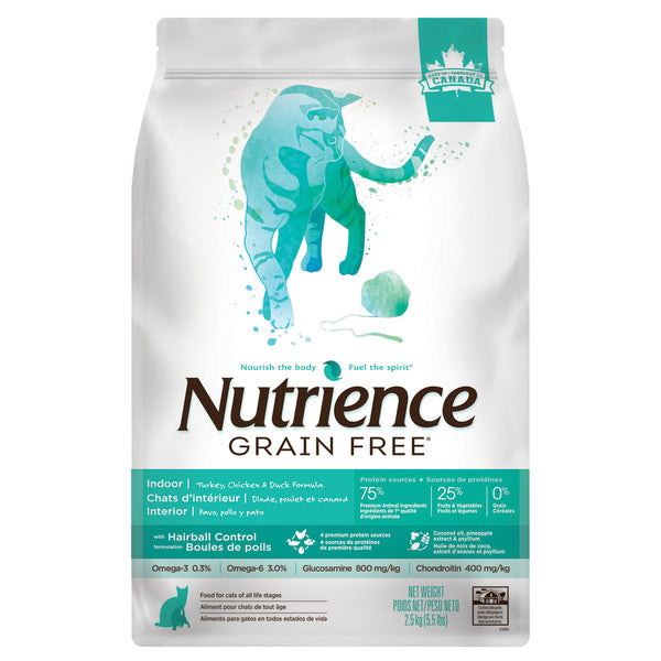 Nourriture pour chats d’intérieur gamme SANS GRAINS Dinde, poulet et canard