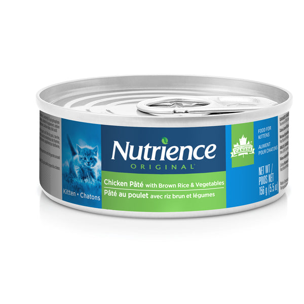 Pâté Nutrience Original pour chatons, Poulet avec riz brun et légumes, 156 g
