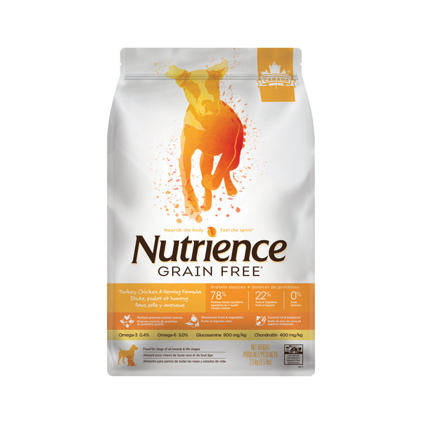 Nourriture Nutrience Sans grains pour chiens, Dinde, poulet et hareng