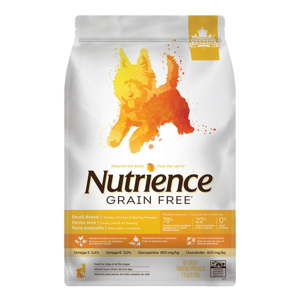 Nourriture Nutrience Sans grains pour chiens de petite race, Dinde, poulet et hareng