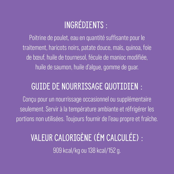 Garnitures Nutrience Style maison pour chiens, Poulet et quinoa, 152 g