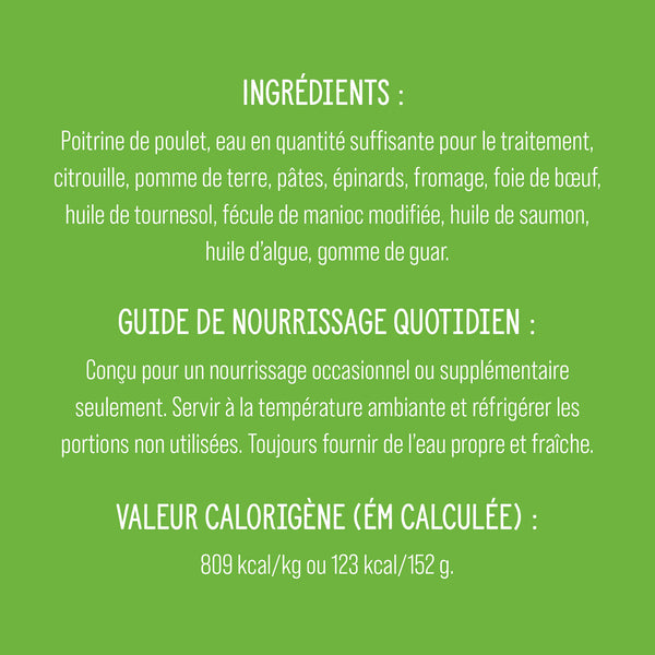Garnitures Nutrience Style maison pour chiens, Poulet florentine, 152 g