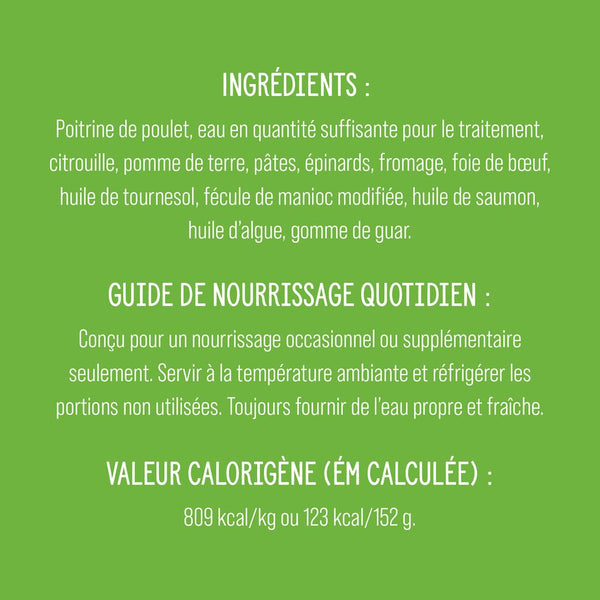 Garnitures Nutrience Style maison pour chiens, Poulet florentine, 152 g